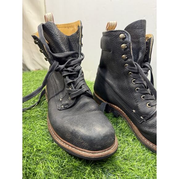 rag & bone Kent Black Pebbled Leather Lace-Up Boots Made in USA Distressed Men main image 7